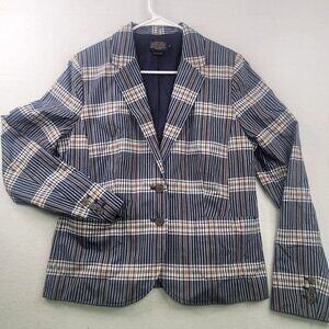 Pendleton Plaid Blazer Jacket Sze 16 Blue Brown Academia Preppy Corpcore Office